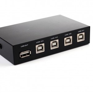 Dispozitiv pentru sharing cu 4 porturi USB 2.0, Manual, Switch Box, Hub, pentru 4 PC, Scanner, Printer
